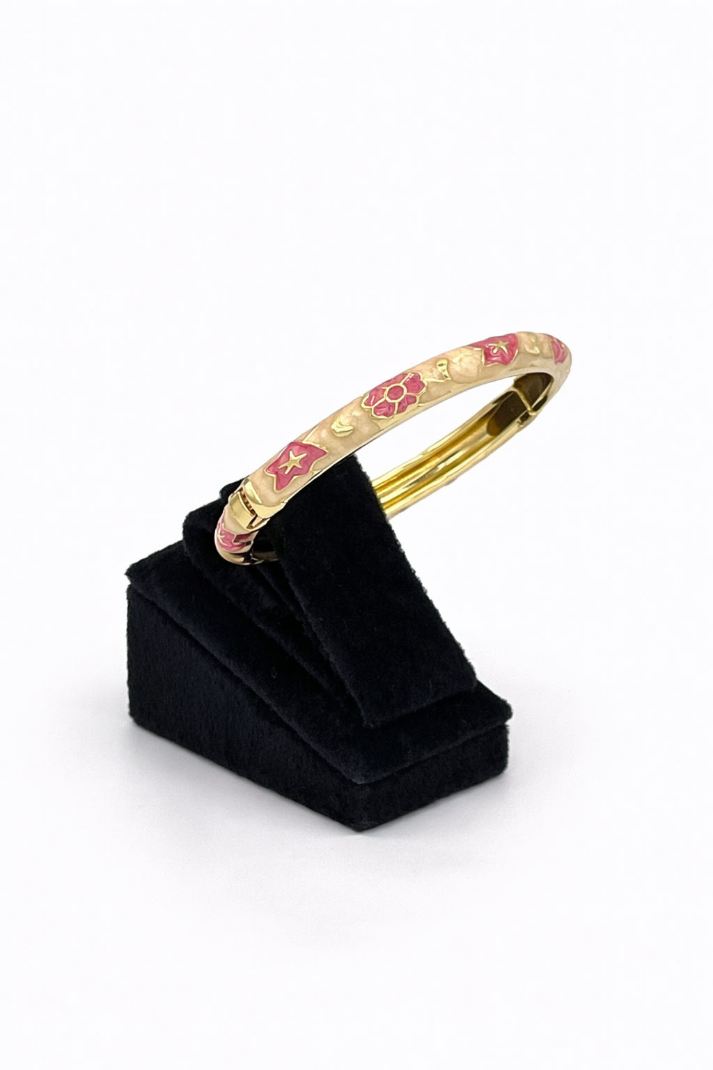 Pembe Mineli Altın Renk Çelik Bilezik