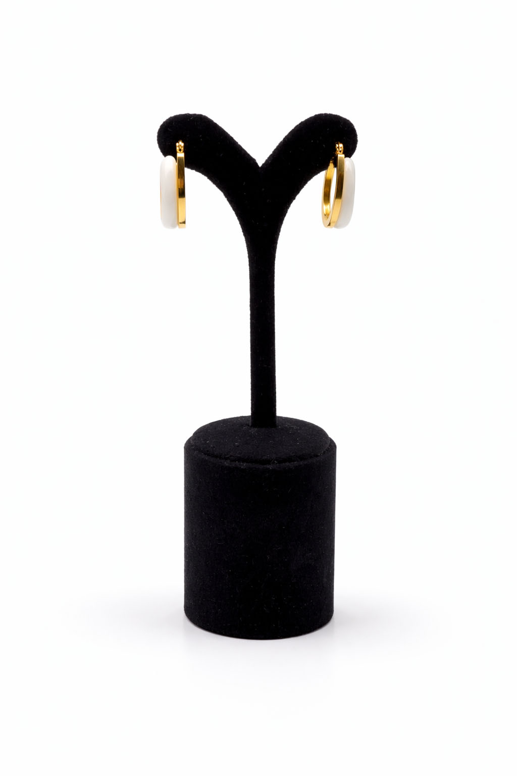 Sedef Detaylı Altın Renk Halka Çelik Küpe