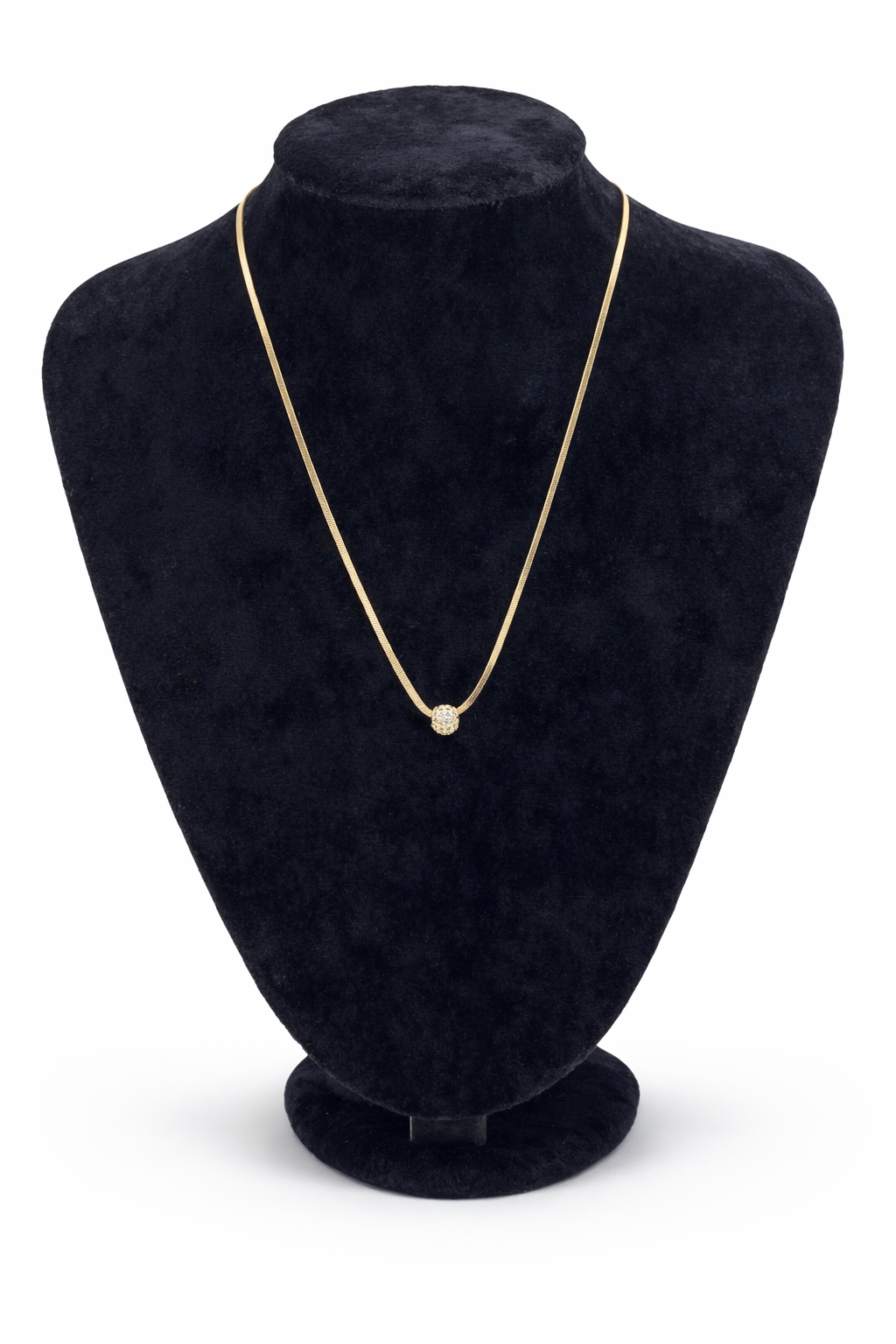 Altın Renk Minimal Tek Taşlı Top Çelik Kolye