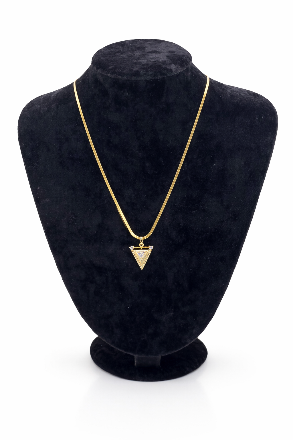 Altın Renk Üçgen Figürlü Çelik Kolye