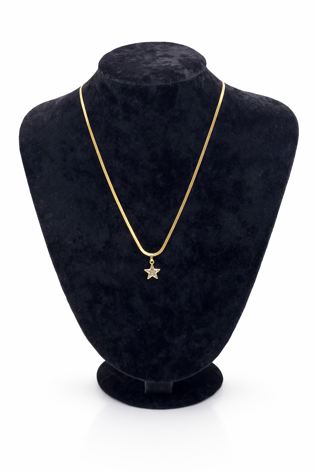 Altın Renk Yıldız Figürlü Taşlı Çelik Kolye