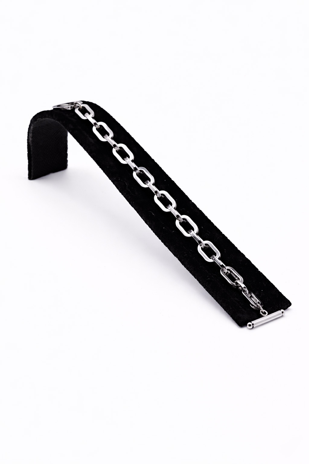 Oval Halkalı T-Bar Kilit Gümüş Renk Çelik Bileklik