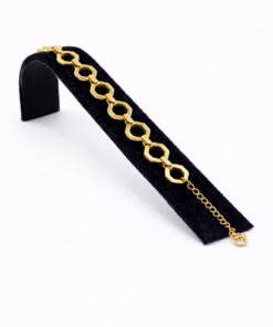 Altın Renk Geometrik Halka Detaylı Zincir Çelik Bileklik