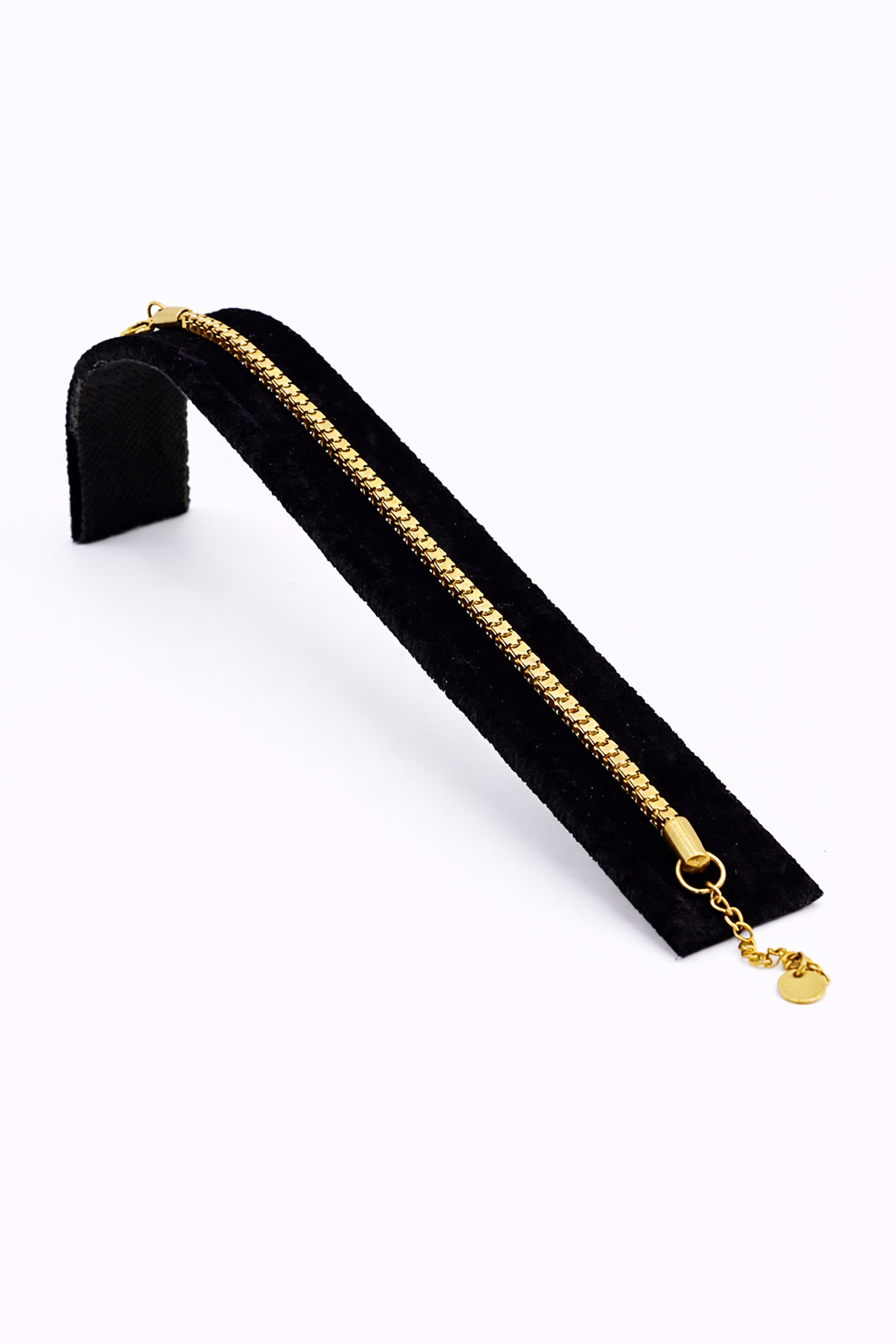 Altın Renk Düz Dokulu Zincir Çelik Bileklik