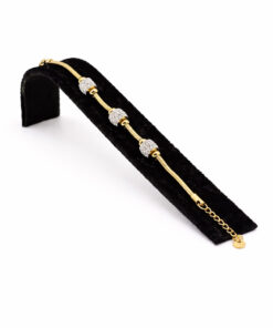 Zirkon Taş Detaylı Çoklu Boncuk Altın Renk Çelik Bileklik