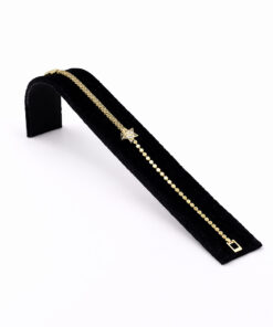 Yıldız Figürlü Zirkon Taş Detaylı Altın Renk Çelik Bileklik