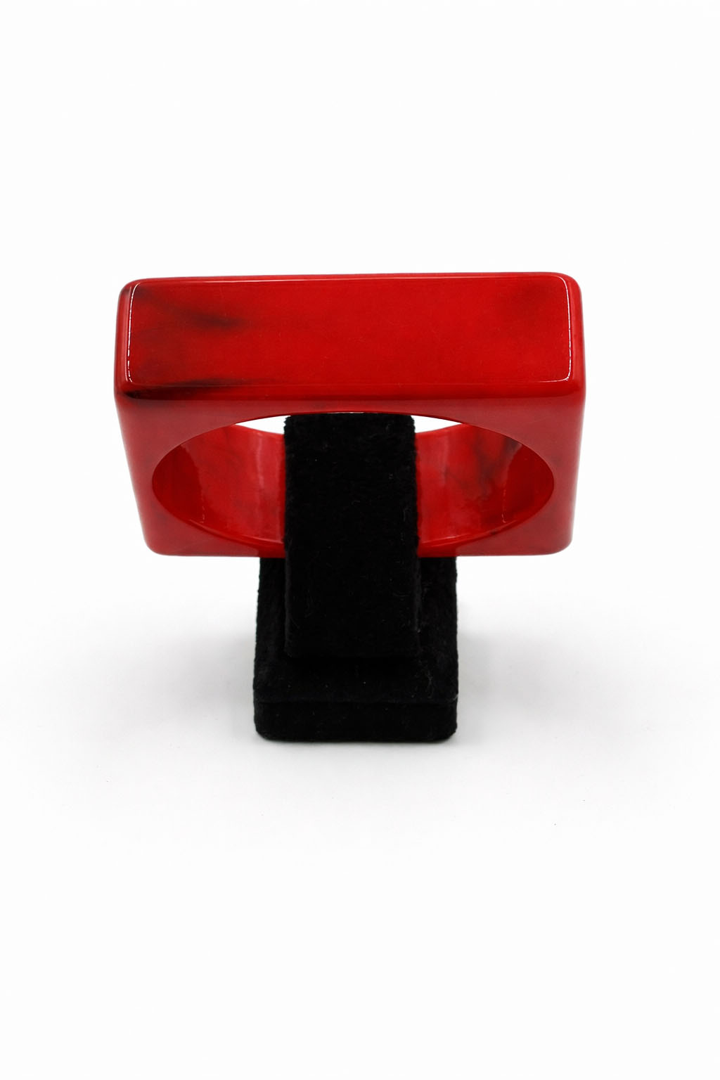 Kırmızı Dikdörtgen Form Mermer Desenli Kalın Akrilik Bilezik