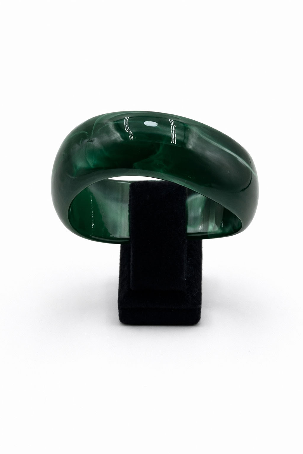 Koyu Yeşil Renk Parlak Geniş Form Akrilik Bilezik