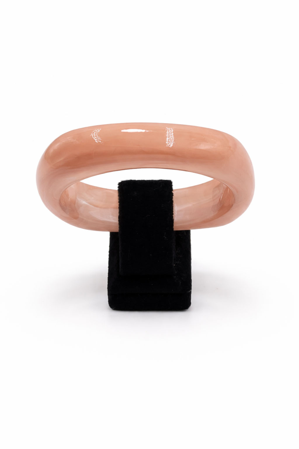 Pudra Renk Parlak Yüzeyli Geniş Akrilik Bilezik