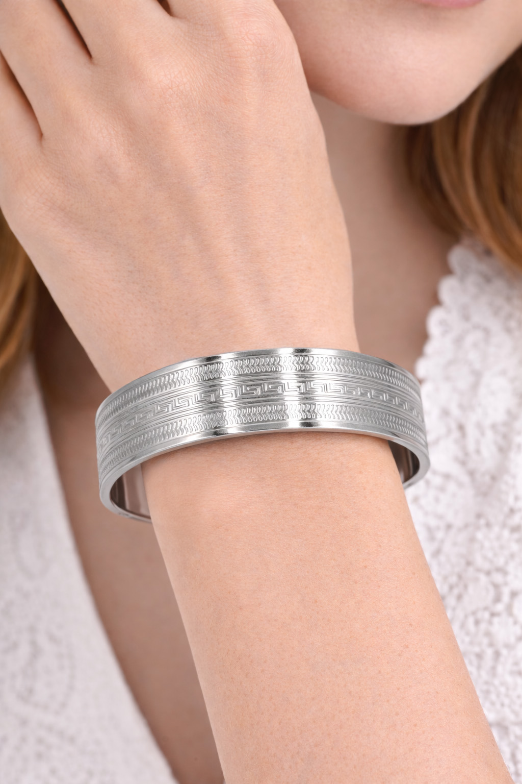 Gümüş Renk Kalın Çelik Bilezik