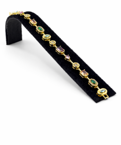 Çok Renkli Taş Detaylı Altın Renk Çelik Bileklik