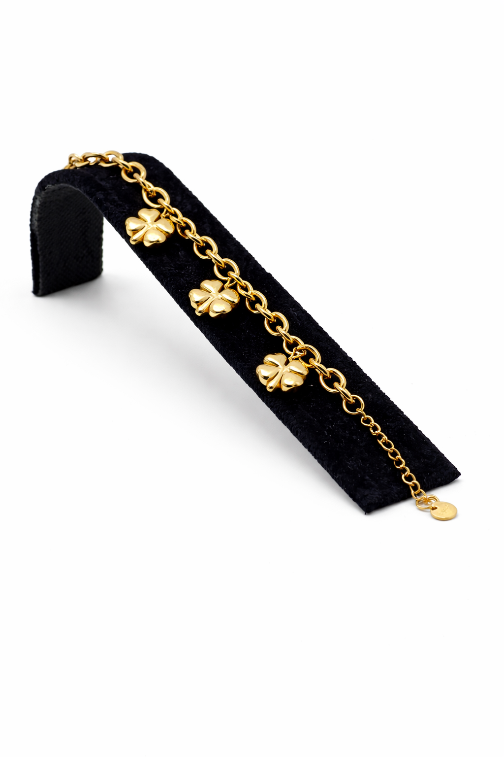 Dört Yapraklı Yonca Figürlü Altın Renk Çelik Bileklik