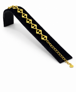 Geometrik Halka Detaylı Altın Renk Çelik Bileklik