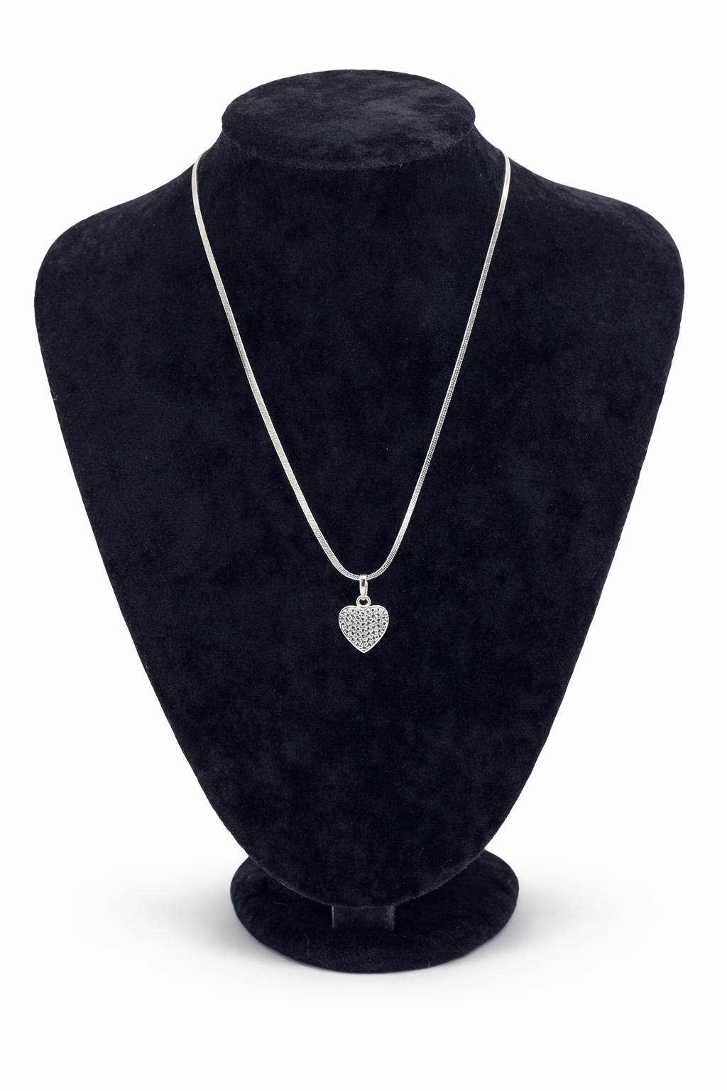 Gümüş Renk Taşlı Kalp Figürlü Çelik Kolye