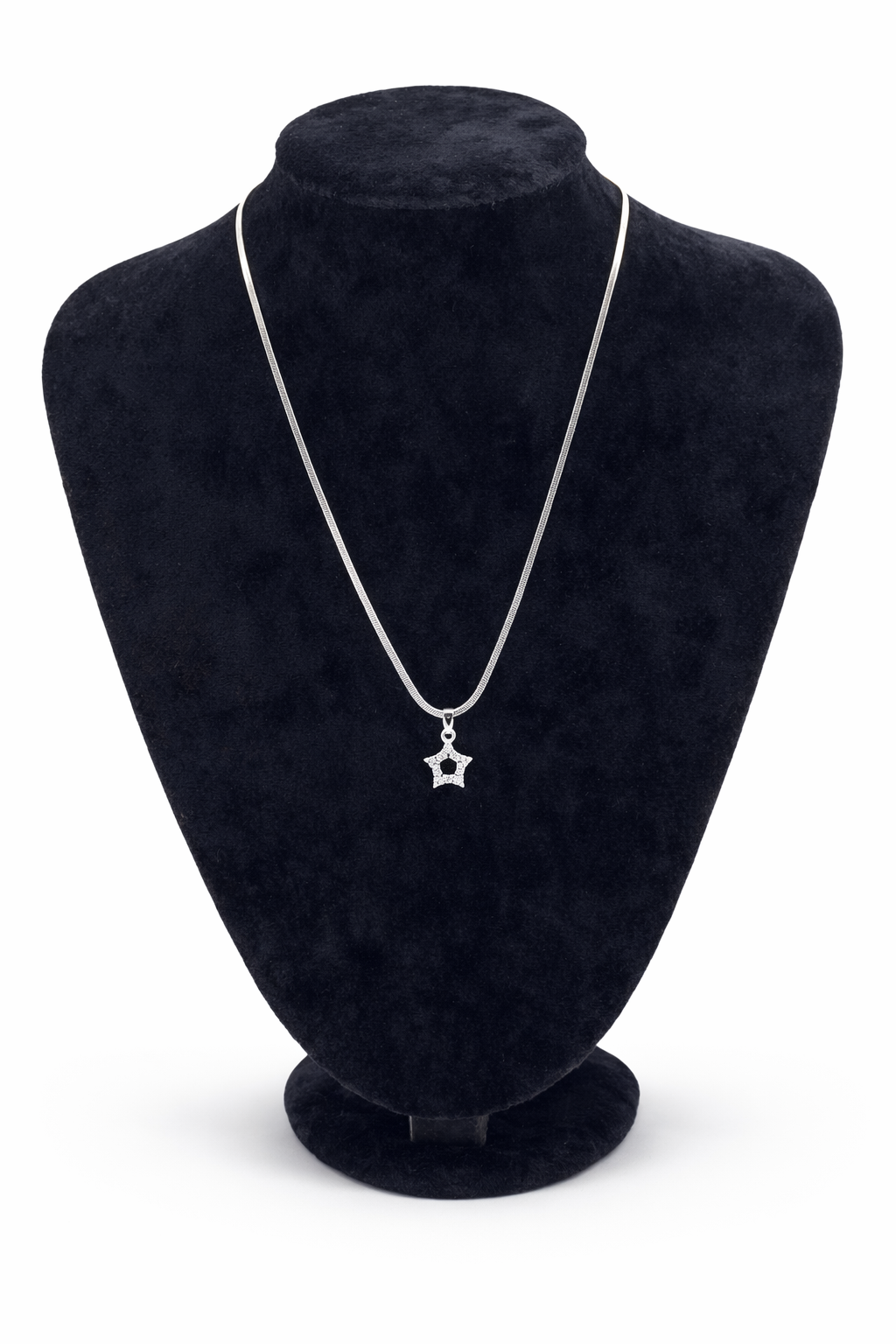 Gümüş Renk Taşlı Yıldız Figürlü Çelik Kolye