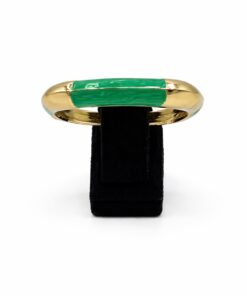 Köşeli Kare Form Mineli Altın Renk Çelik Kelepçe Bilezik