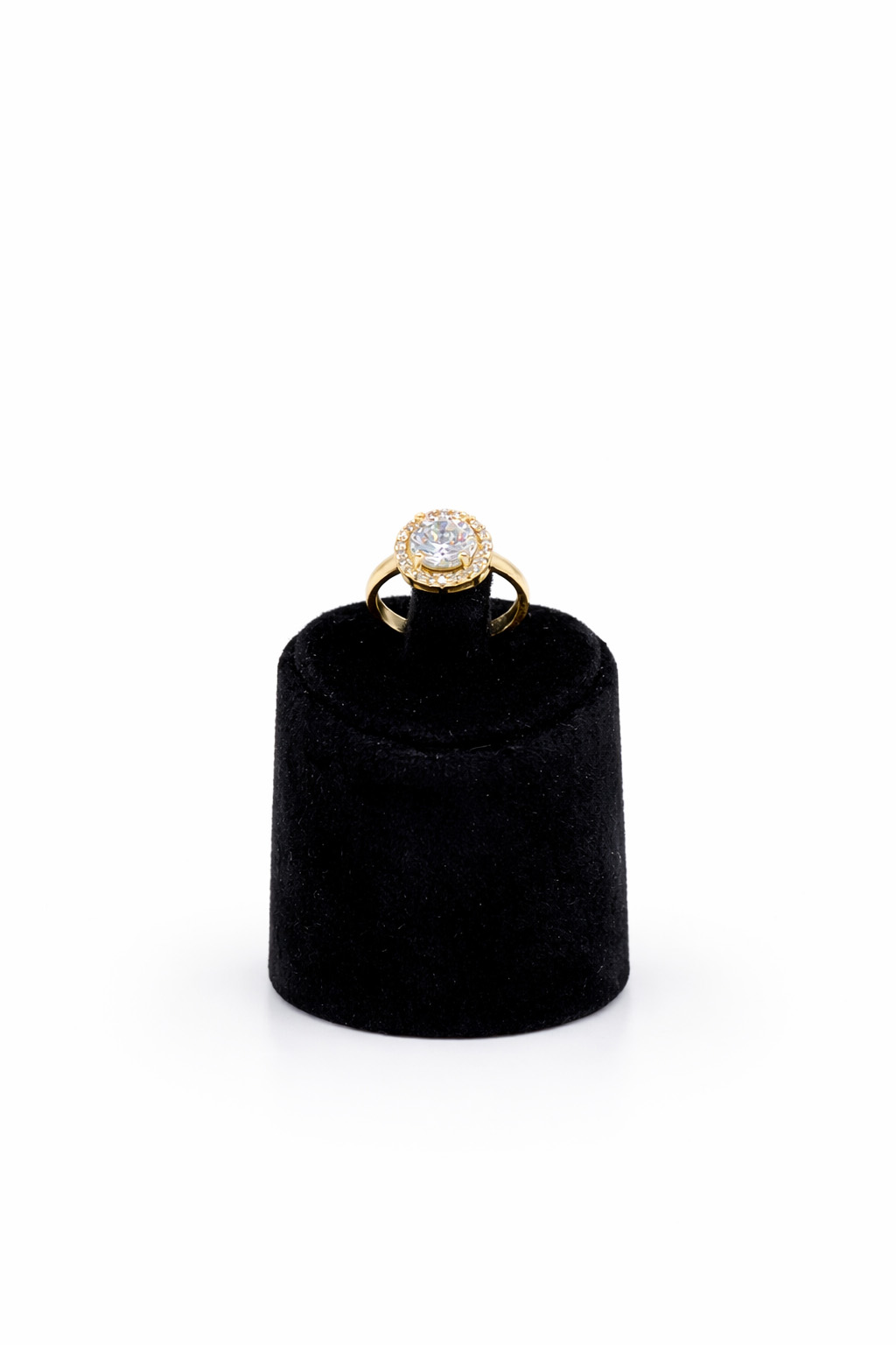 Yuvarlak Taşlı Altın Renk Çelik Yüzük