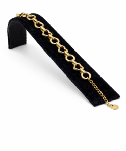 Kalp Halka Detaylı Altın Renk Çelik Bileklik