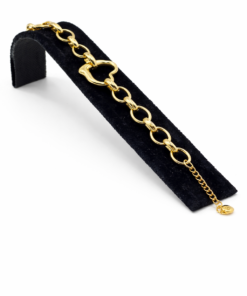 Kalp Halka Detaylı Altın Renk Çelik Bileklik