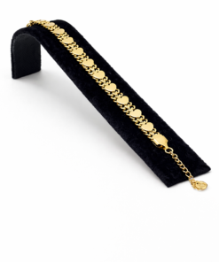 Kalp Plakalı Altın Renk Çelik Bileklik