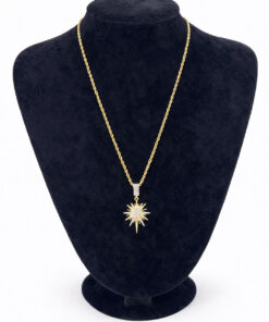 Altın Renk Çelik Yıldız Figürlü Taşlı Kolye