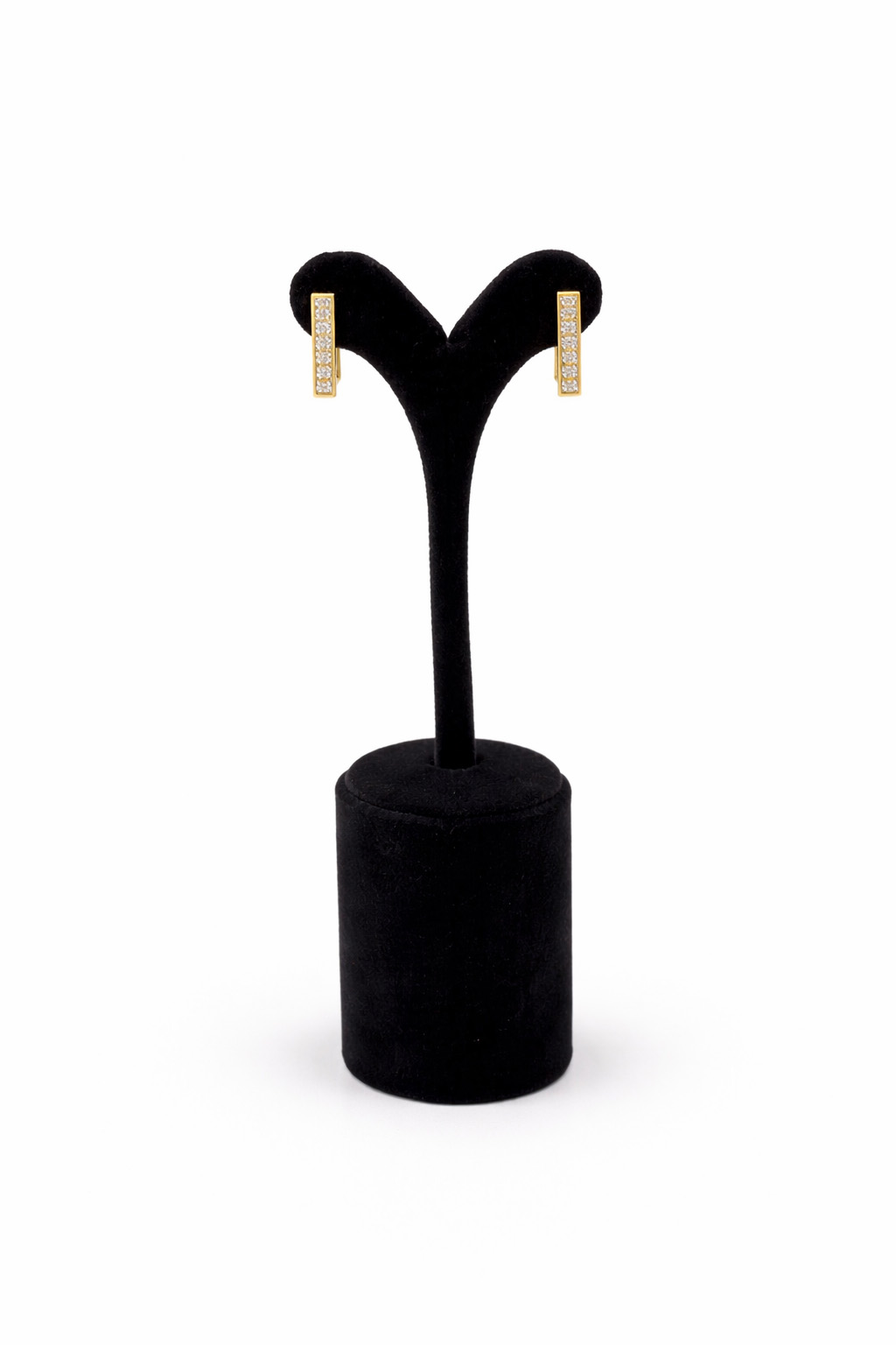 Altın Renk Baget Taşlı Dikdörtgen Çelik Kadın Küpe