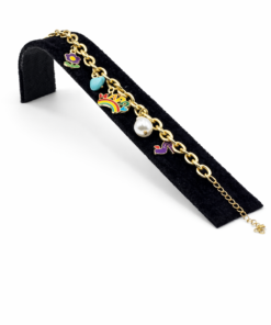 Renkli Charm Figürlü Altın Kaplama Bijuteri Bileklik