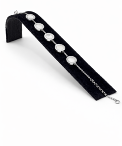 Yuvarlak Sedef Taşlı Gümüş Renk Çelik Bileklik