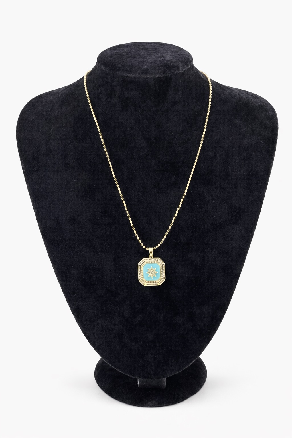 Zirkon Taşlı Mineli Yıldız Figürlü Altın Renk Çelik Kolye