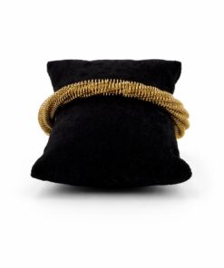 Bükmeli Yay Formlu Altın Renk Çelik Lastikli Bilezik