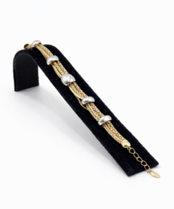 Altın ve Gümüş Renk Detaylı Çoklu Zincir Çelik Bileklik