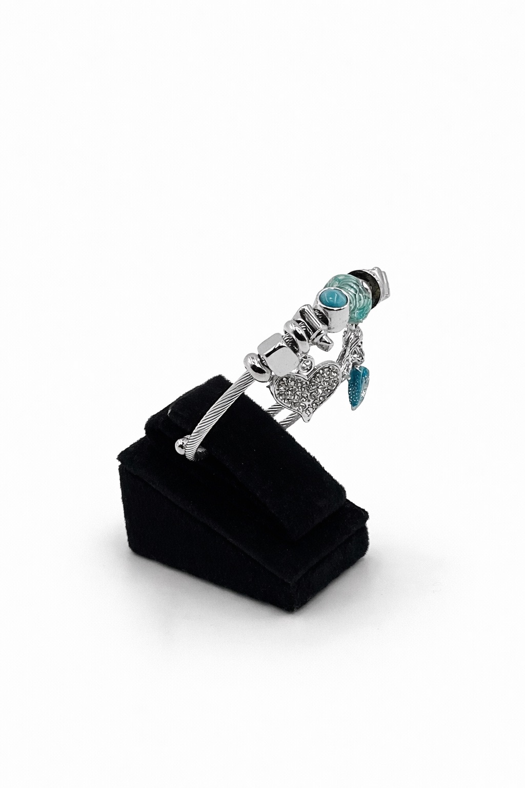 Deniz Kızı ve Kalp Detaylı Gümüş Renk Çelik Charm Bileklik