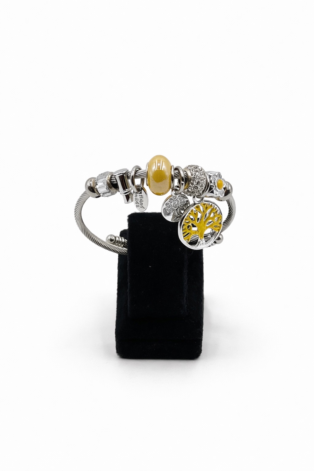 Hayat Ağacı Detaylı Gümüş Renk Çelik Charm Bileklik