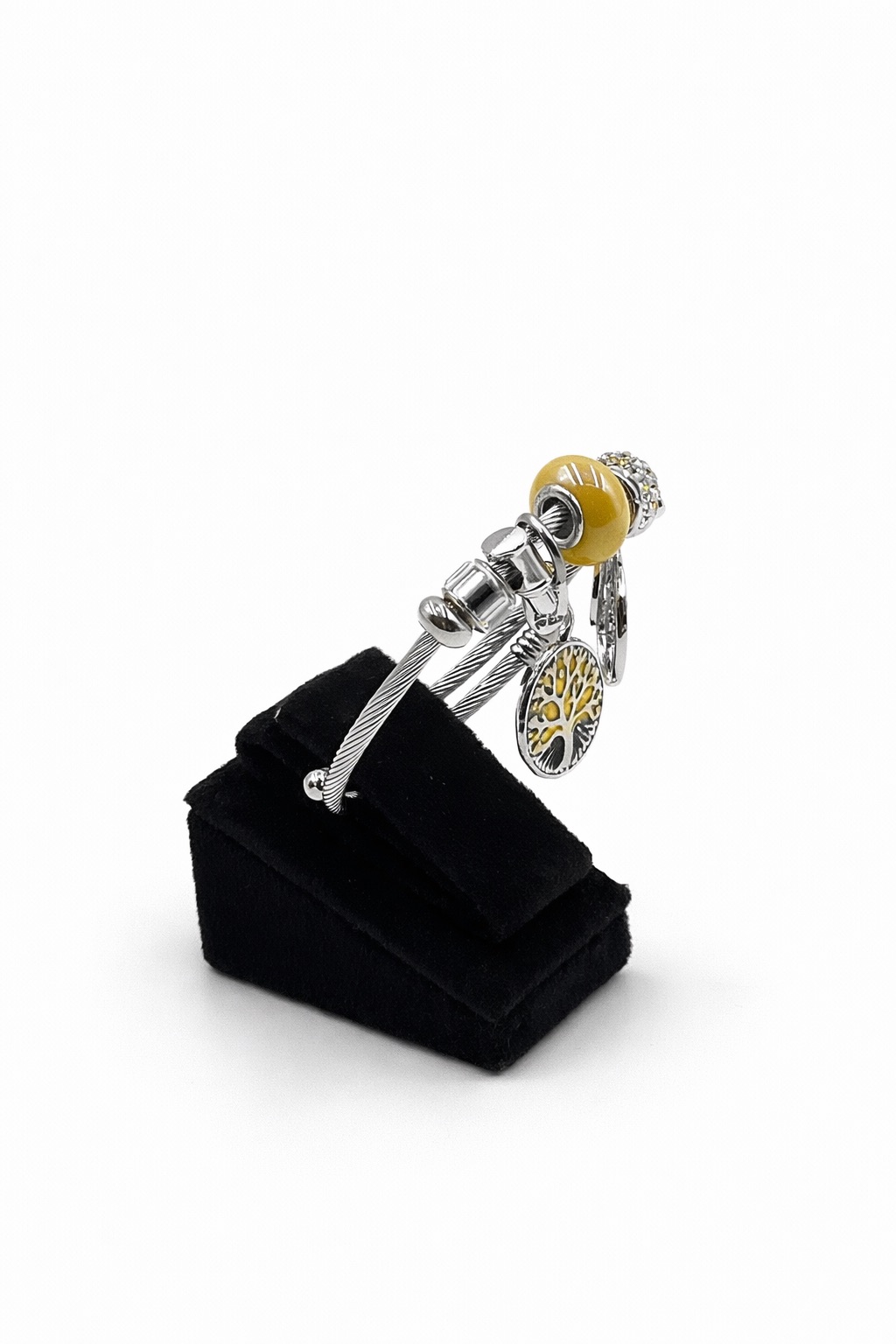 Hayat Ağacı Detaylı Gümüş Renk Çelik Charm Bileklik