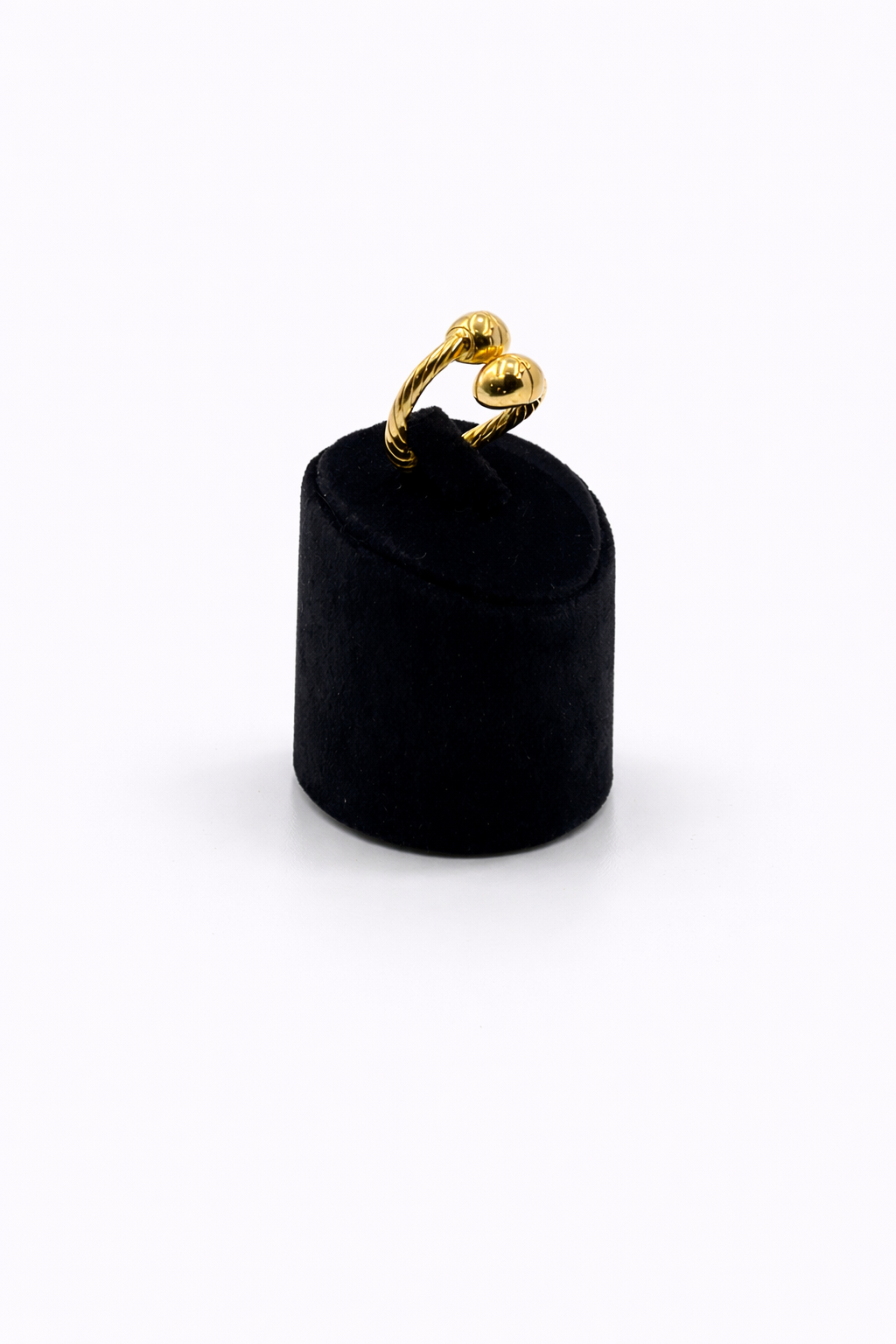 Altın Renk İki Top Detaylı Burgu Tasarım Ayarlanabilir Yüzük