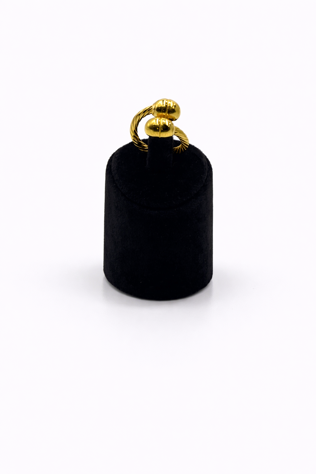 Altın Renk İki Top Detaylı Burgu Tasarım Ayarlanabilir Yüzük