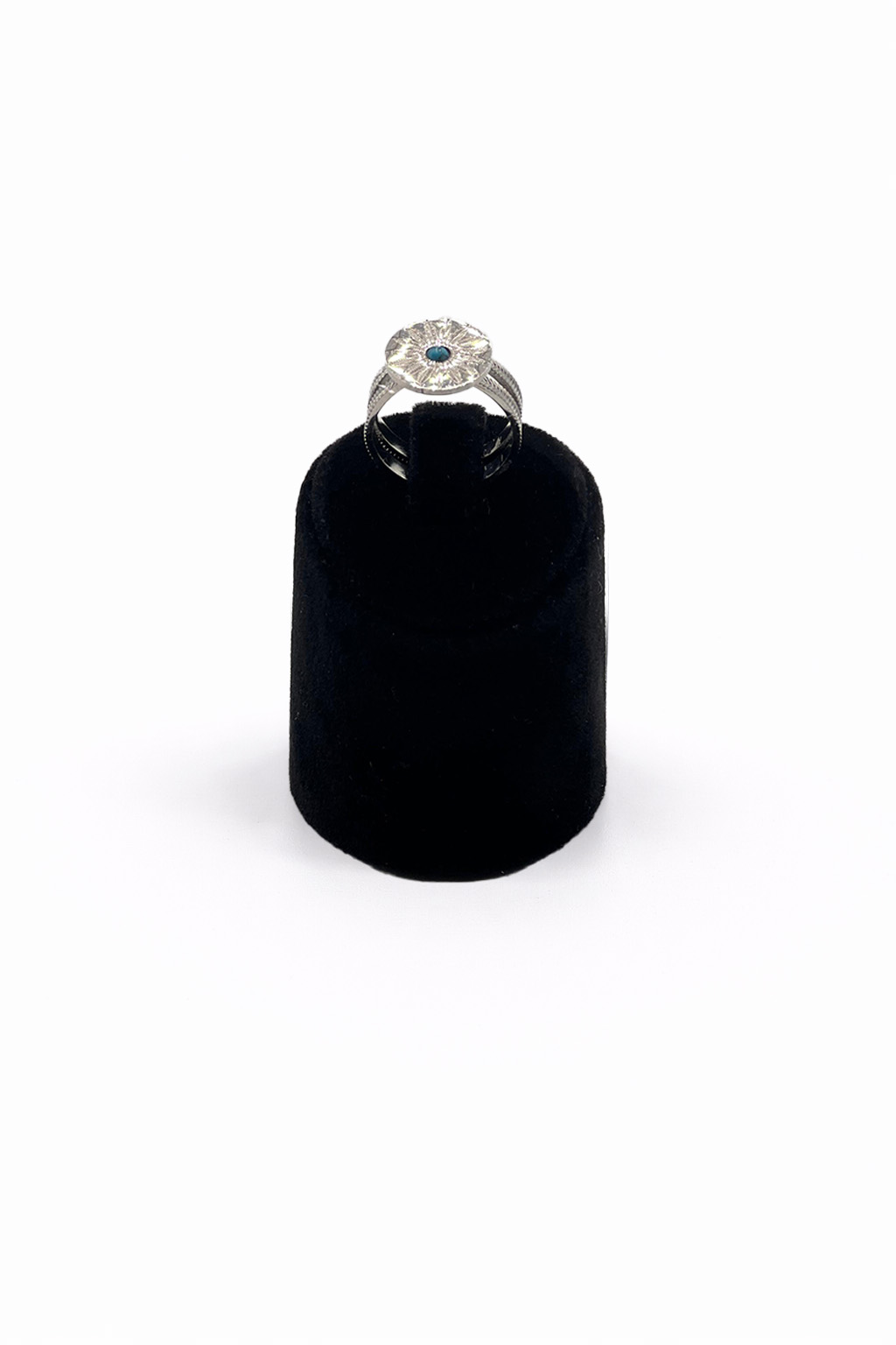 Mavi Detaylı Güneş Motifli Gümüş Renk Ayarlanabilir Yüzük