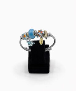 Mavi Cam Boncuk Detaylı Gümüş Renk Çelik Charm Bileklik