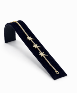 Zirkon Taşlı Üç Yıldız Detaylı Su Yolu Altın Renk Çelik Bileklik