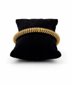 Zikzak Dokulu Altın Renk Çelik Lastikli Bilezik