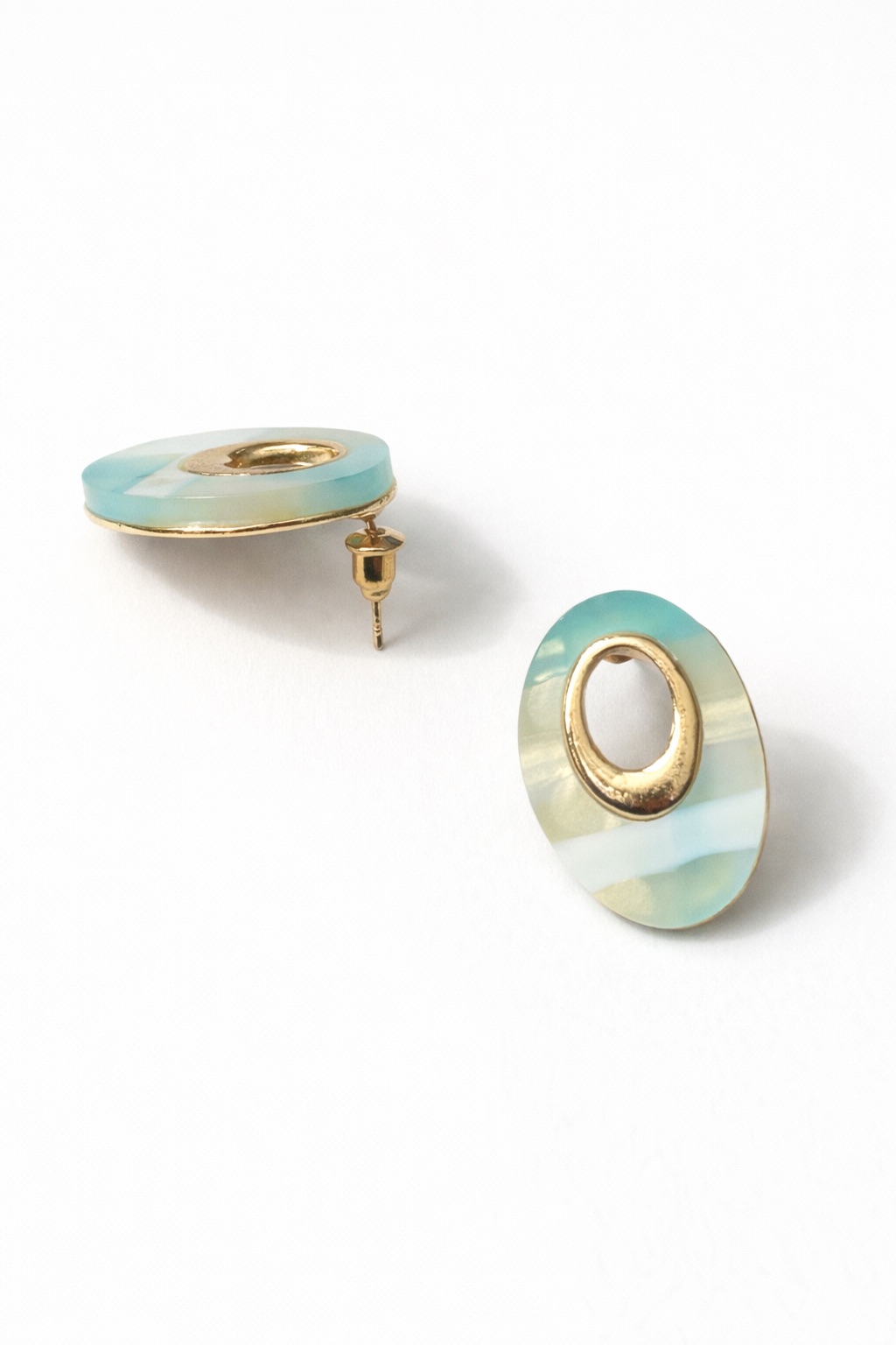 Lak Kaplama Akrilik Oval Bijuteri Küpe