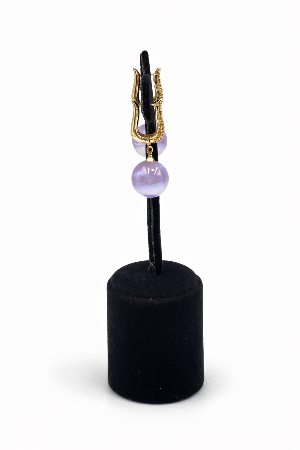 Lila Renkli Akrilik Top Küpe