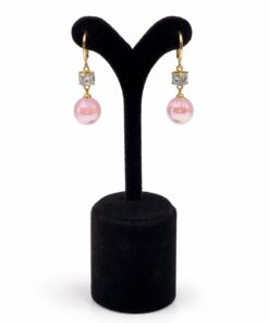 Pembe Parlak Akrilik Toplu Taş Detaylı Halka Küpe