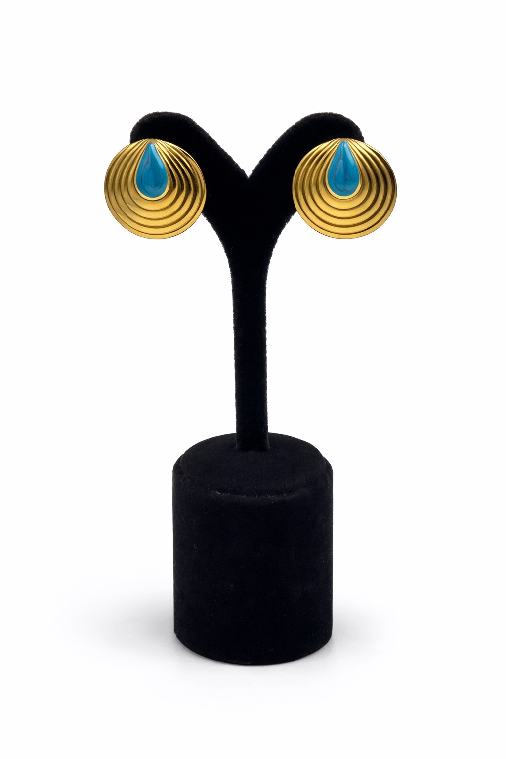 Mine Damla Detaylı Altın Renk Çelik Küpe