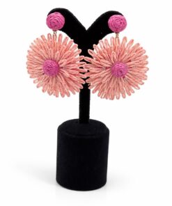 Büyük Çiçek Formlu Kağıt İpli Lak Kaplama Küpe