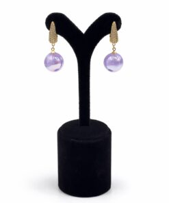 Lila Renkli Akrilik Top Küpe