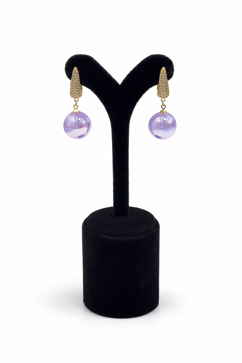 Lila Renkli Akrilik Top Küpe