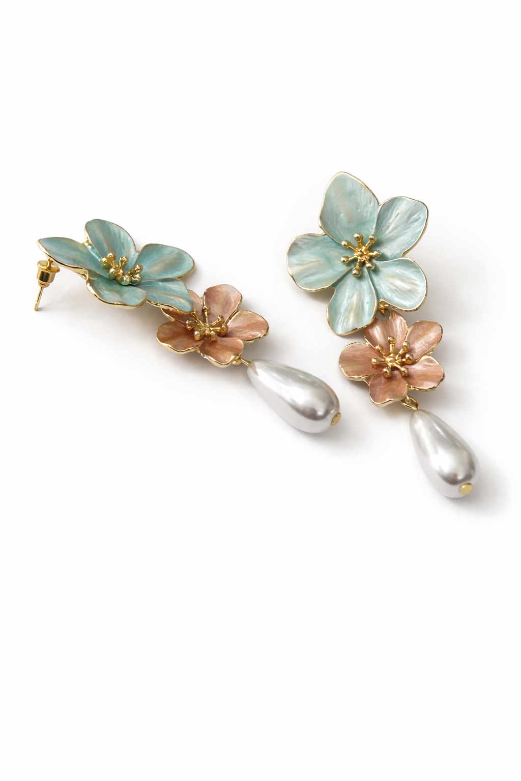 Lak Kaplama Mine Boyama Çiçek Küpe