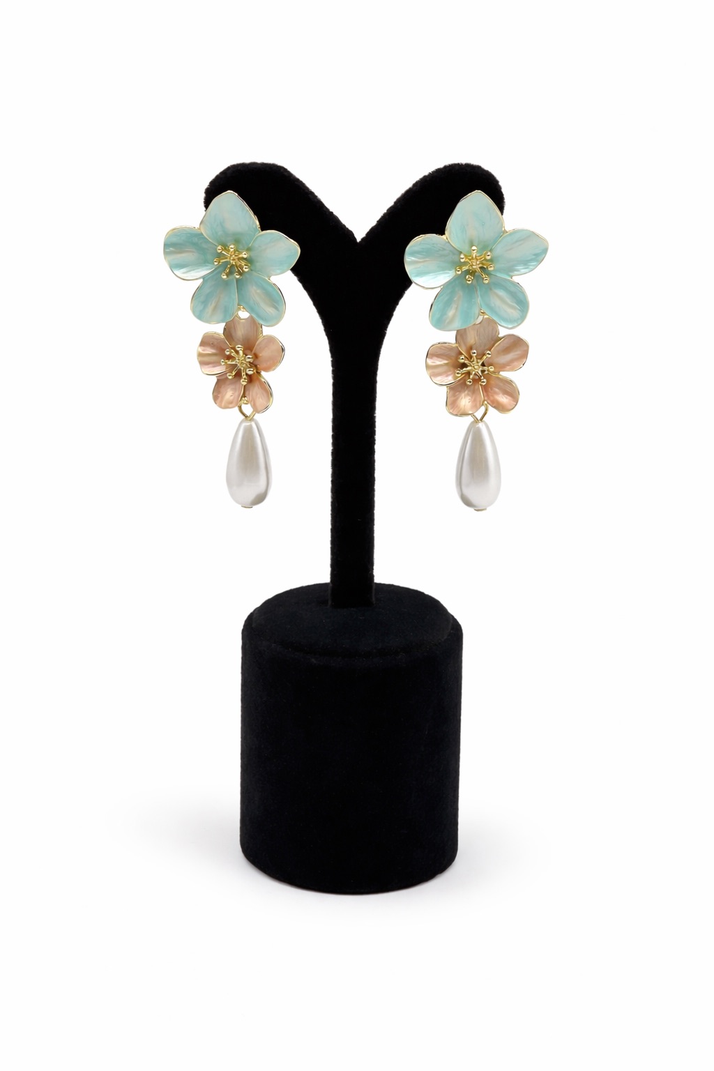 Lak Kaplama Mine Boyama Çiçek Küpe