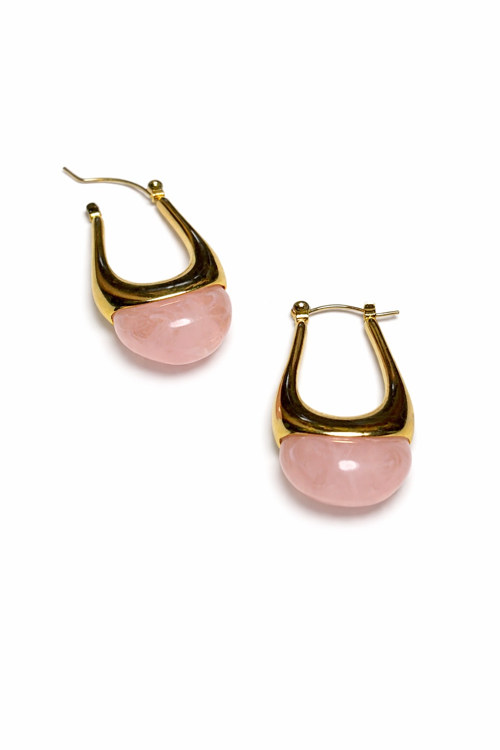 Altın Renk Çelik Gövdeli Renkli Akrilik Yarım Kubbe Halka Küpe